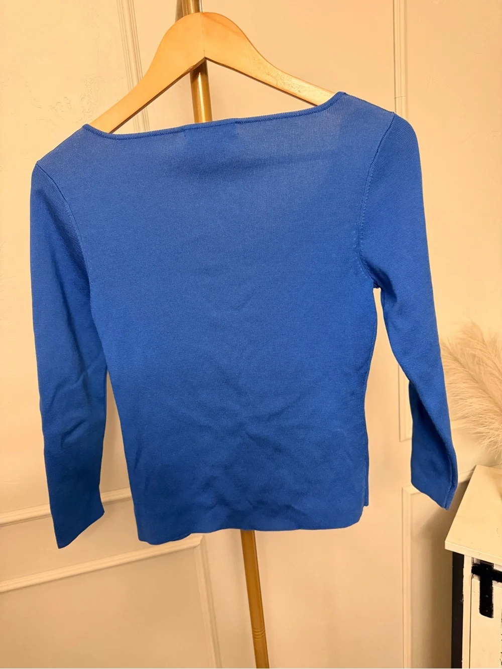 Michael Kors Cobalt Scoop Neck Silk Knit Top with Keyhole MSRP $149